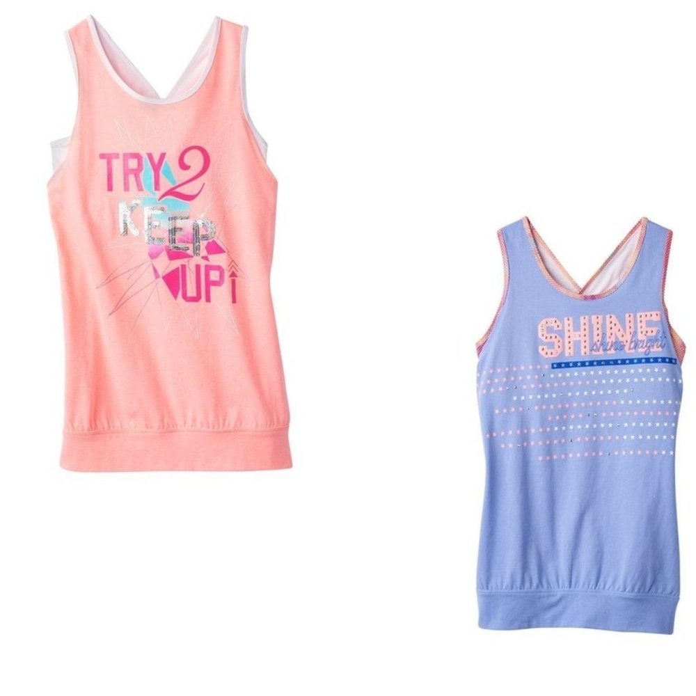 PLUS SIZE Bundle of 2 Girls Graphic Tank Tops 16.5